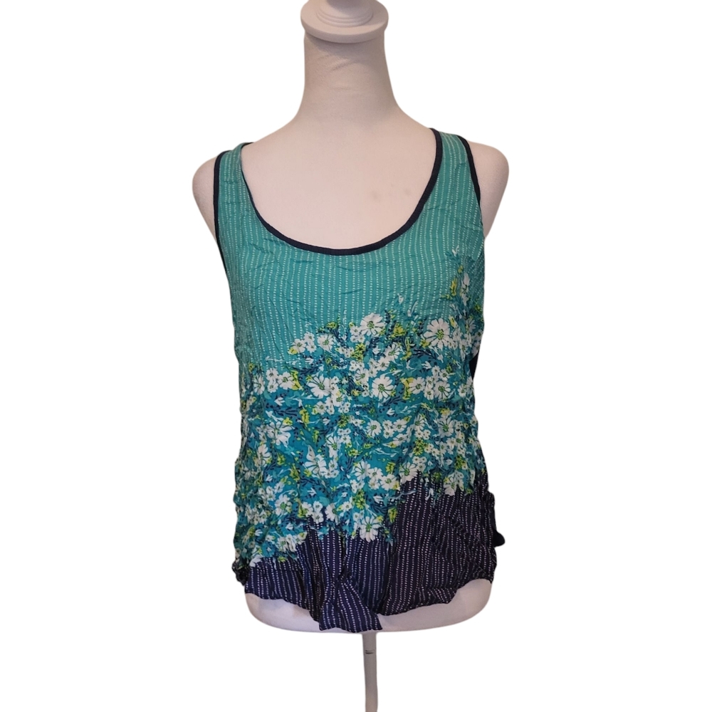Lauren Conrad Floral Tank Blue/Teal sz L